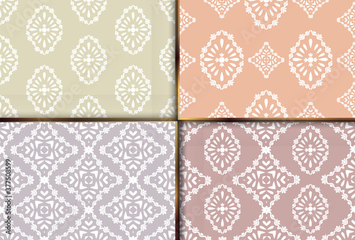 Flower damask ornate seamless pattern. Vector surface design for fabric, apparel textile, book, interior, wallpaper