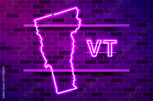 Vermont US state glowing purple neon lamp sign