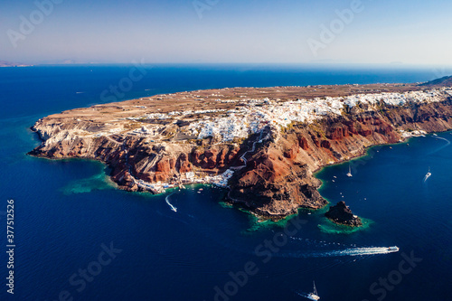 Oia from Helicopter Santorini