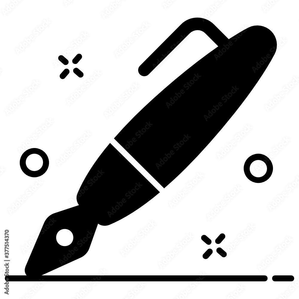 
Fountain pen, icon design of a stationery in style 
