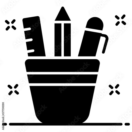 
Pencil holder vector, icon of pencil stand in editable style 
