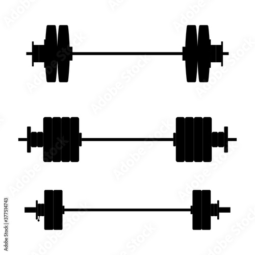Weightlifting barbells with plates black outline