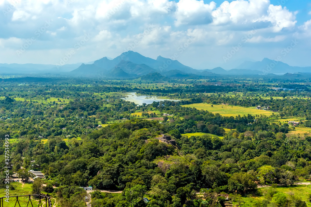 The southerly view from the top of the rock fortress of Sigiriya, Sri Lanka
