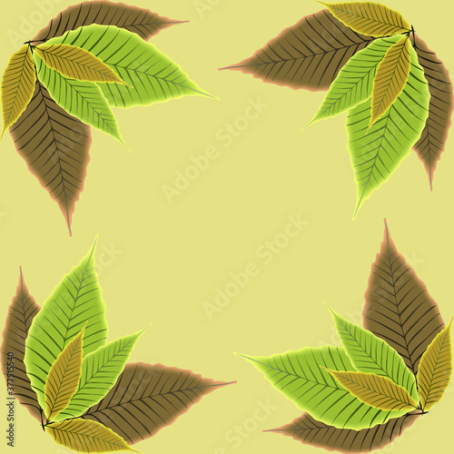 frame for inscriptions from autumn leaves vector drawing