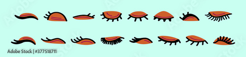 set of eyelashes cartoon icon design template with various models. vector illustration