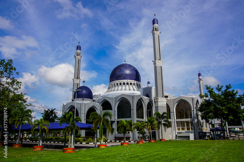 view of Kubang Kerian town in Kota Bharu. Looking over Sultan Ismail Petra Mosque and Pasir Hor - Kubang Kerian interchange bridge. photo