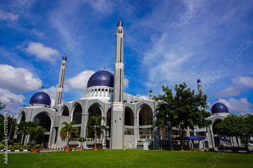 view of Kubang Kerian town in Kota Bharu. Looking over Sultan Ismail Petra Mosque and Pasir Hor - Kubang Kerian interchange bridge.