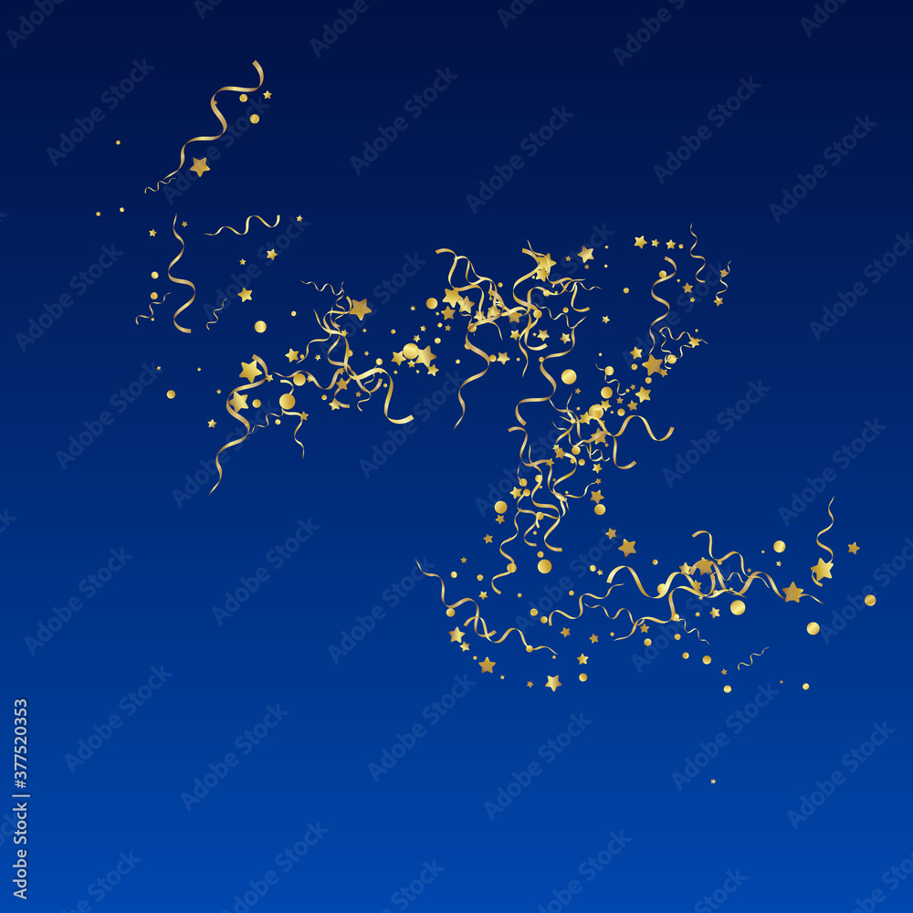 Fototapeta premium Yellow Star Swirl Vector Blue Background. Festive