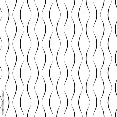 Vector line seamless pattern. Background with wavy swirl. Stripes lines. Elegant waves twist. Repeated geometric curved line. Design prints. Simple abstract texture. Black and white twisted elements