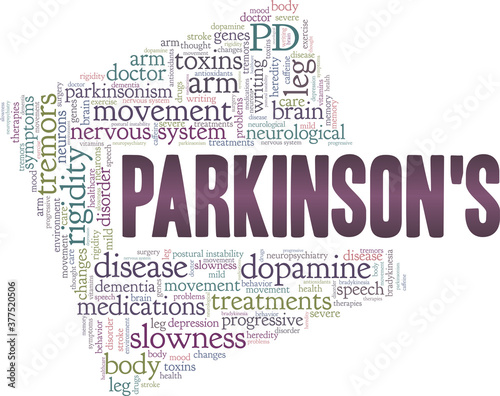 Parkinson's  disease vector illustration word cloud isolated on a white background.