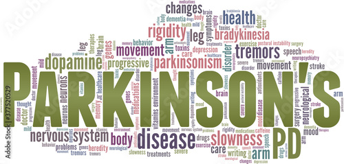 Parkinson's  disease vector illustration word cloud isolated on a white background.