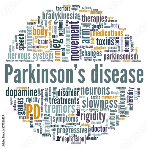 Parkinson's  disease vector illustration word cloud isolated on a white background.