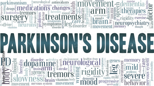 Parkinson's  disease vector illustration word cloud isolated on a white background.