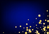 Golden Effect Stars Vector Blue Background. 