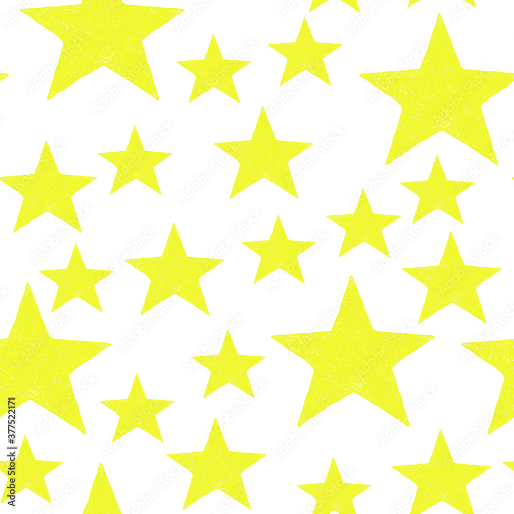 New Year seamless pattern with yellow stars on a white background New Year seamless pattern with yellow stars on a white background