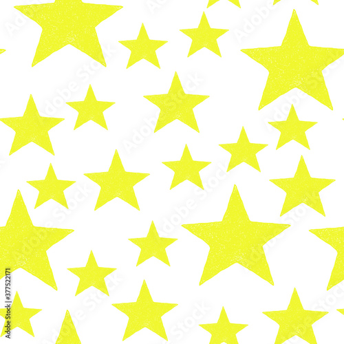 New Year seamless pattern with yellow stars on a white background