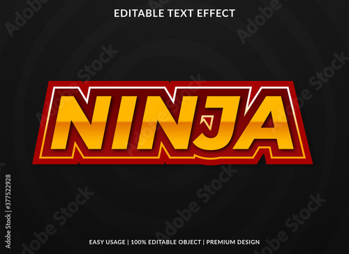 ninja text style template with bold font concept use for brand label
