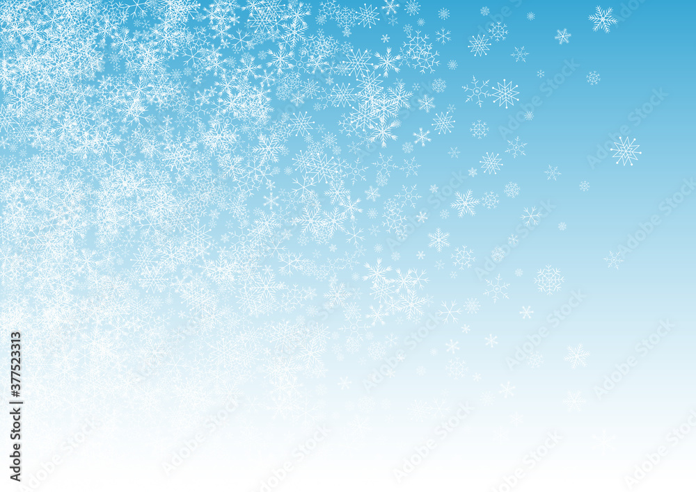 Gray Snow Vector Blue Background. Christmas 