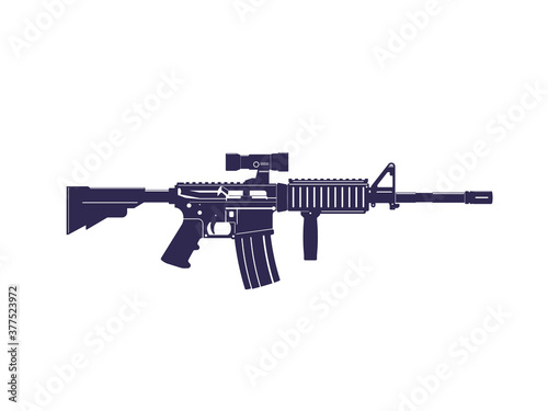 assault rifle, automatic gun with optical scope, vector