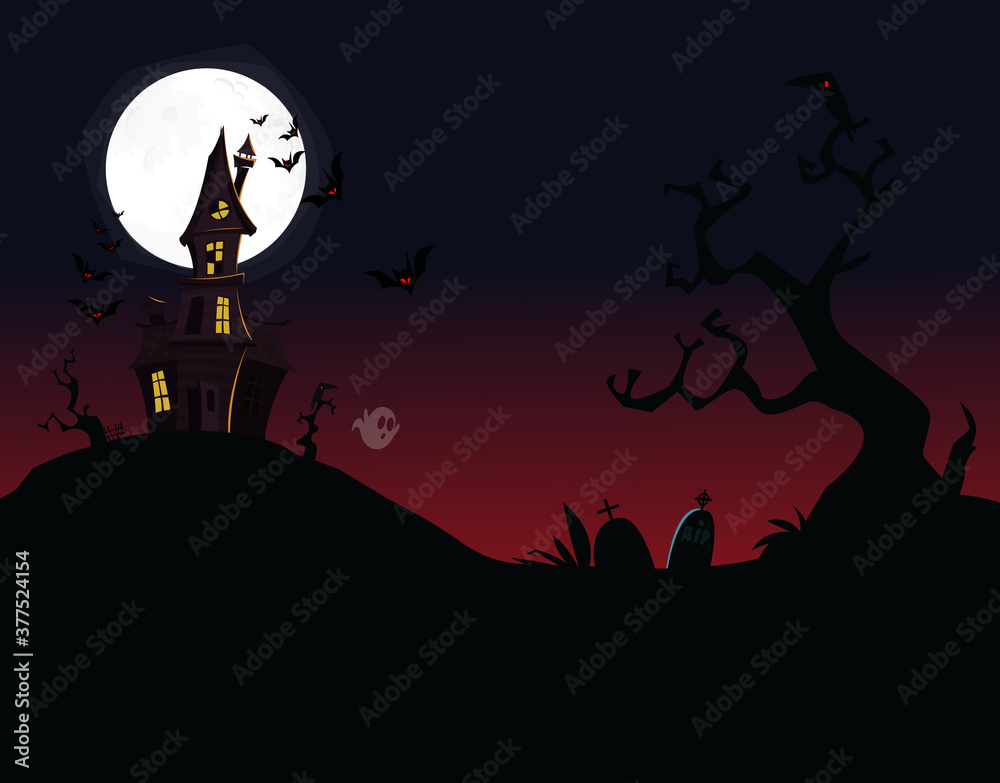 Cartoon haunted old house. Vetor illustration isolated Cartoon haunted old house. Vetor illustration isolated
