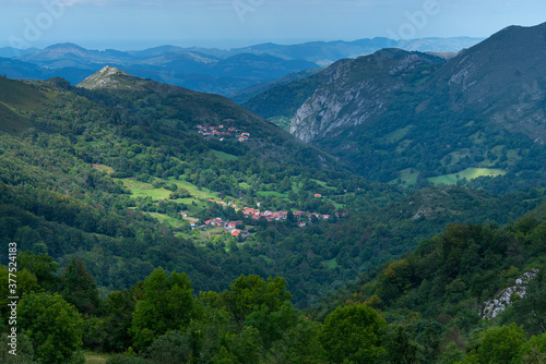 Villages of Villabre and Fojo. Natural Monument of the Ports of Marabio between the councils of Yernes and Tameza, Teverga and Proaza in the Natural Park Las Ubiñas-La Mesa, Asturias, Spain, Europe