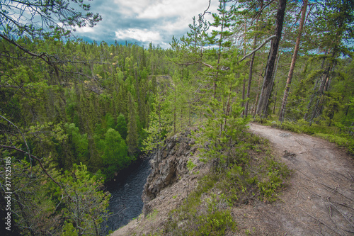 hiking path near a lake in finland