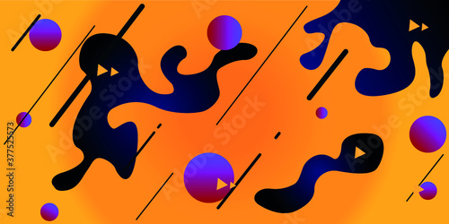 Abstract background with straight lines and splash shapes in minimalistic flat style. Bright illustration for design and advertising with place for text