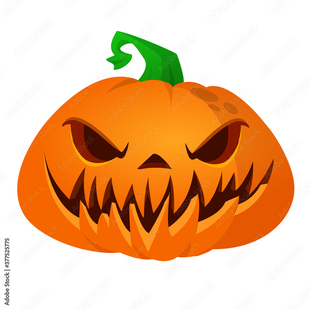 Fototapeta premium Cartoon funny halloween pumpkin head isolated on white background. Vector illustration