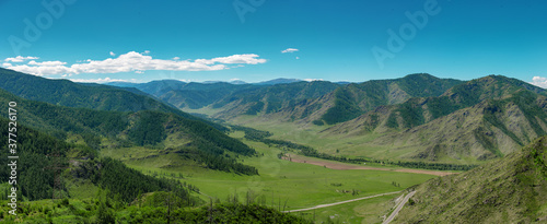 Landscape of a mountain valley. Chike-Taman road pass, Altai