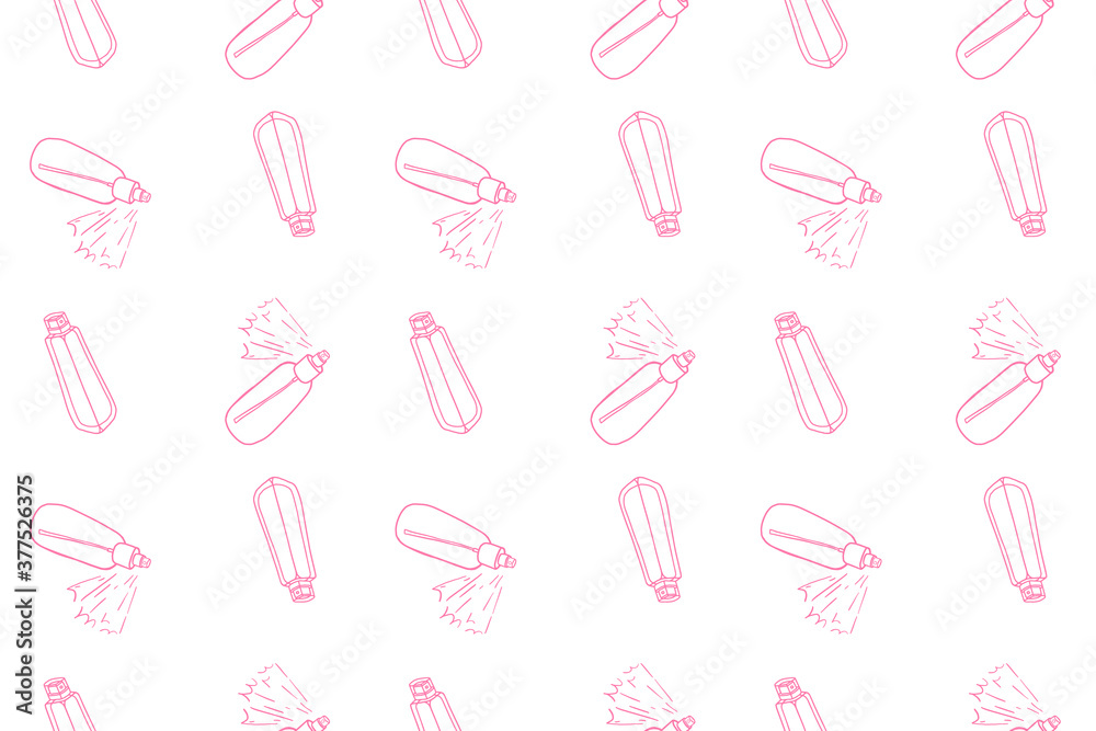 Pattern with cosmetic plastic bottle for cream, liquids, sprays. Pattern with cosmetic plastic bottle for cream, liquids, sprays.