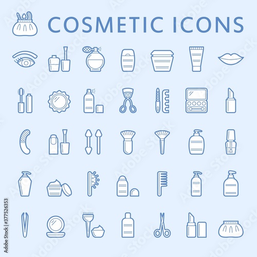 Outline cosmetic icons with fill