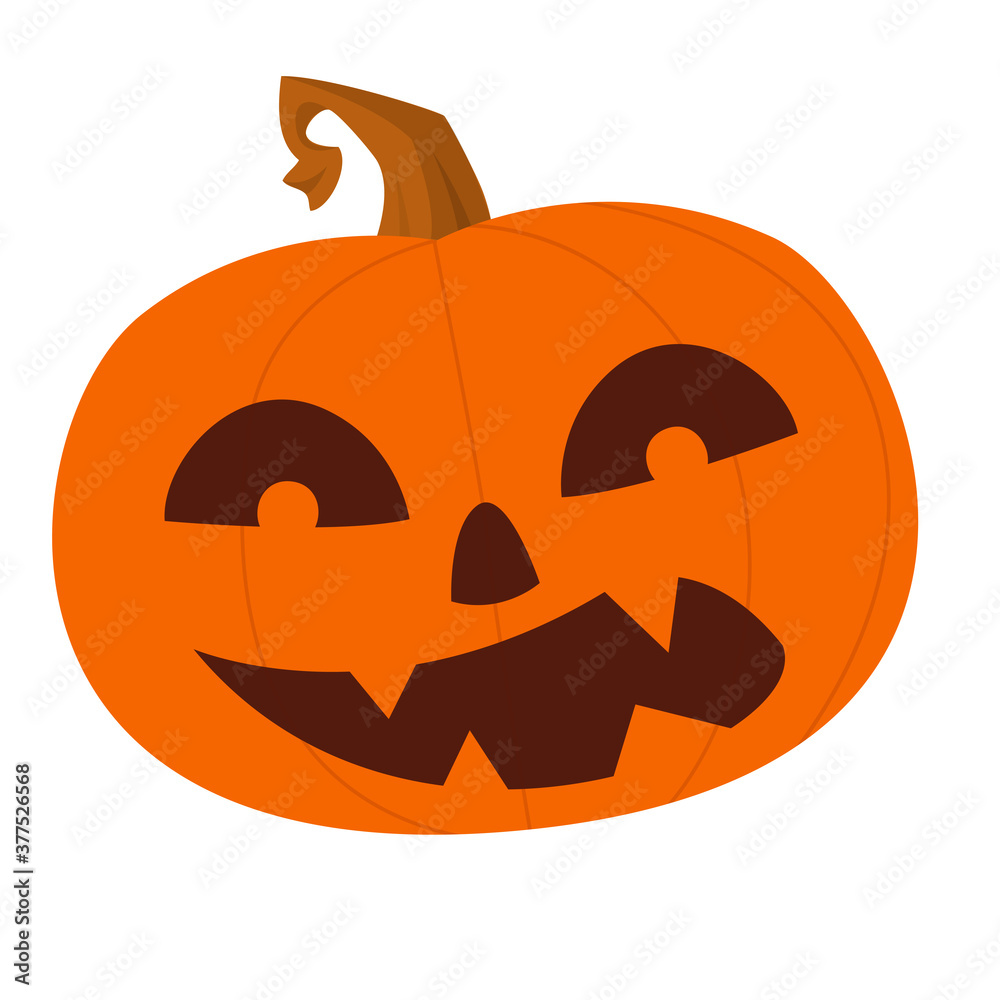 Fototapeta premium Cartoon funny halloween pumpkin head isolated on white background. Vector illustration