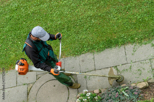 Wallpaper Mural Men cutting weeds with a brushcutter Torontodigital.ca
