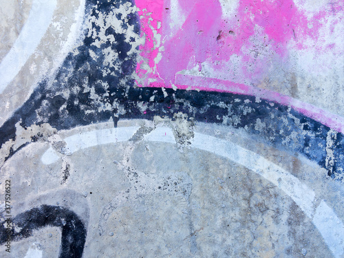 Abstract, damage to walls with many colors. Style of landscape. Rough concrete surface with cracks, scratches and paint stains. Great background or texture.