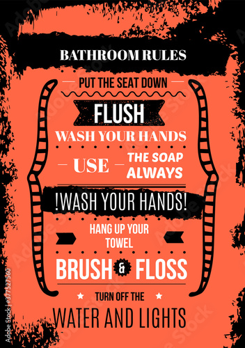 Bathroom Print design, toilet decoration in A4 format, restroom illustration, creative placard