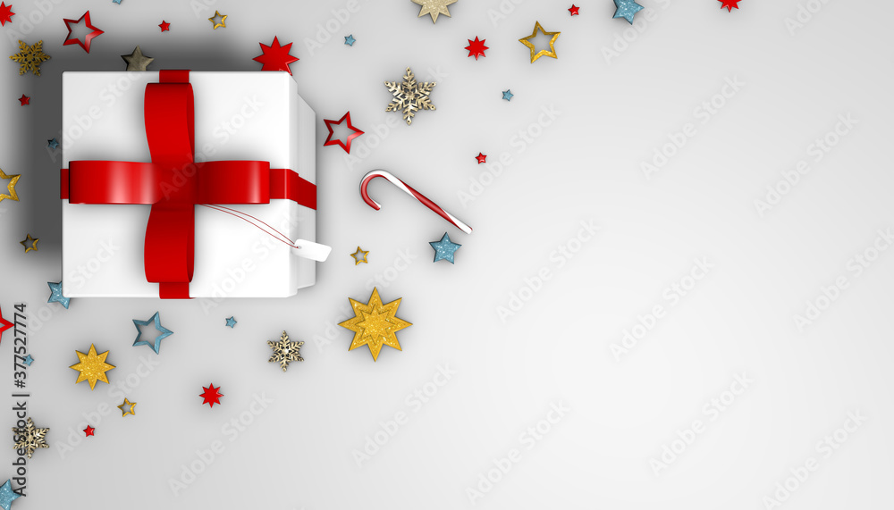 3D illustration Christmas and New Year colorful background.