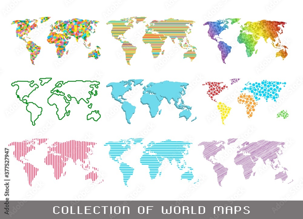 Naklejka premium Collection of world maps