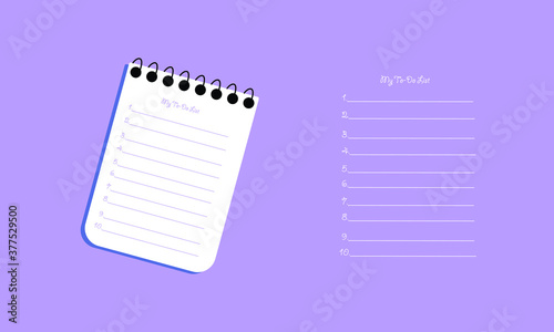 Notepad with to-do list on lilac background.