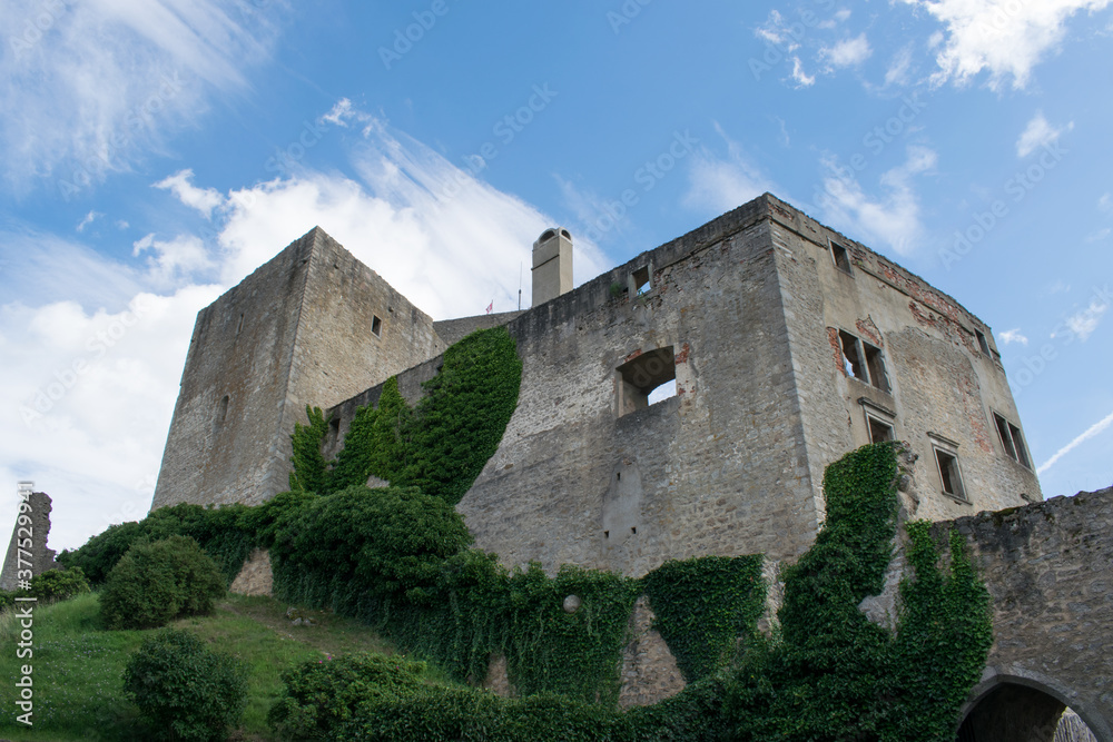 landstejn, Czech Republic. The main subject is out of focus, old stone castle summer blue sky tourism medieval tower landstejn, Czech Republic. The main subject is out of focus, old stone castle summer blue sky tourism medieval tower