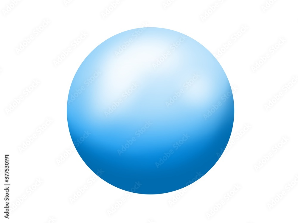 Light blue ball with clear, glossy and reflection, gradient color.  Illustration created on a tablet, use it for graphic design or clip art work.