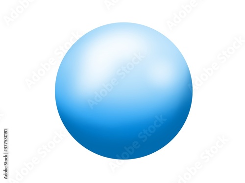 Light blue ball with clear, glossy and reflection, gradient color. Illustration created on a tablet, use it for graphic design or clip art work.