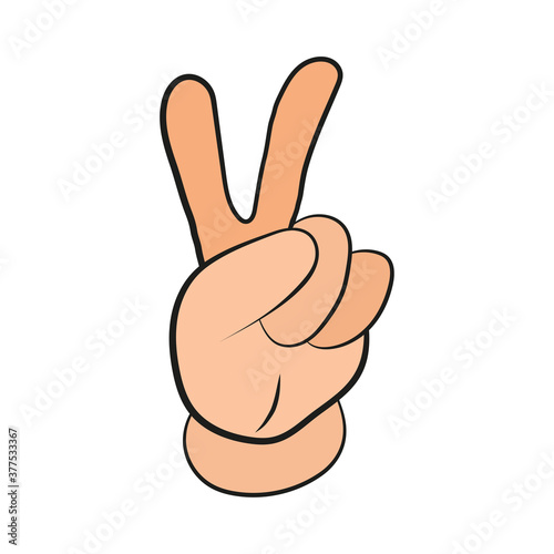 A vector of a hand with a victory gesture