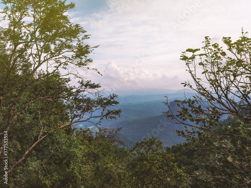 Chauragarh scenic view of satpura mountain range in Pachmarhi hill station . photo