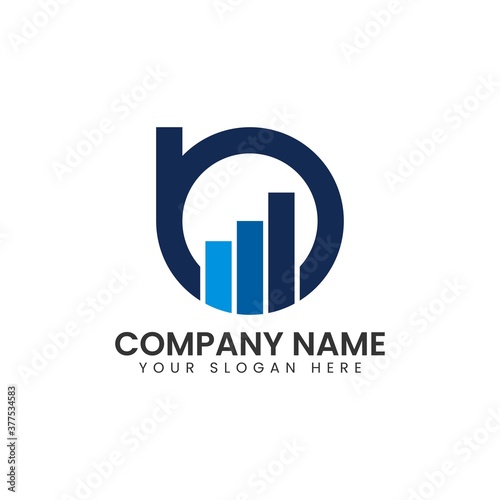 Initial B and Statistics Business Chart Bar logo design