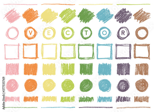 hand drawn crayon frames and brushstrokes