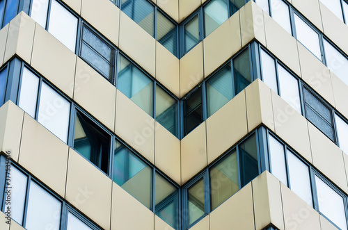 windows in the reflection of a modern building