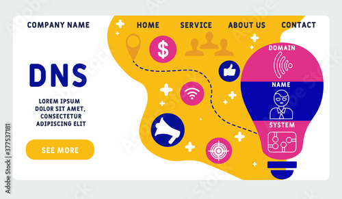 Vector website design template . DNS - Domain Name System illustration for website banner, marketing materials, business presentation, online advertising.