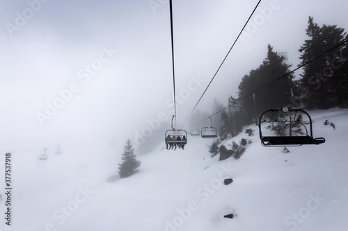 Ski lift at the Alps on the slopes
