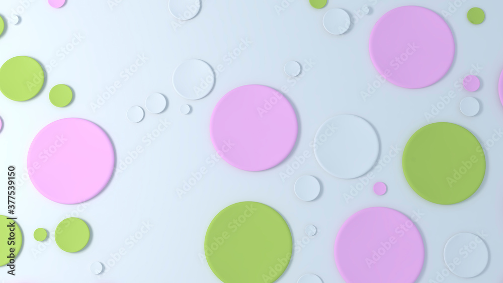 Abstract colorful geometric composition - multicolored circle background. Pink, green and blue
