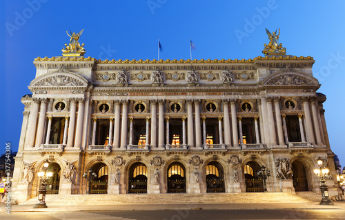 Night front view of the Opera National de Paris. France. © kovalenkovpetr